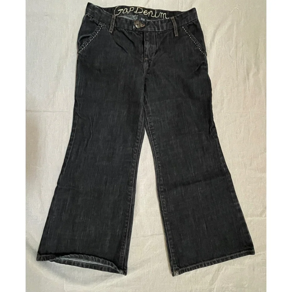 Gap Kids Girls Cropped Flare Jeans Size 7 Plus Dark Wash